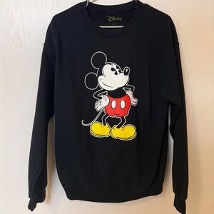 Disney Black Crewneck Sweatshirt with Mickey Graphic (Red, Yellow, White)
